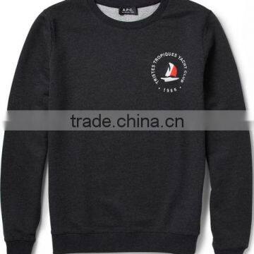 Black stylish crew neck printed sweat shirt for men