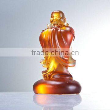 Antique Liuli Art Smiling Buddha Statue