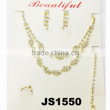 wedding bridal rhinestone gold plated jewelry sets