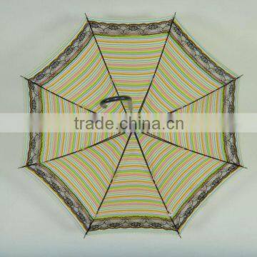 Pretty Auto Open Straight Umbrella with Lace