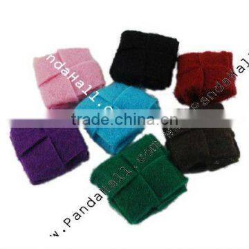 Handmade Woven Cloth Beads, Square, Multicolor, Size: About 29mm Long, 29mm Wide, 11mm Thick, Hole: 4mm(FIND-P001-M)
