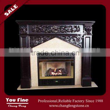 Home Indoor Black Hand Carved Marble Fireplace