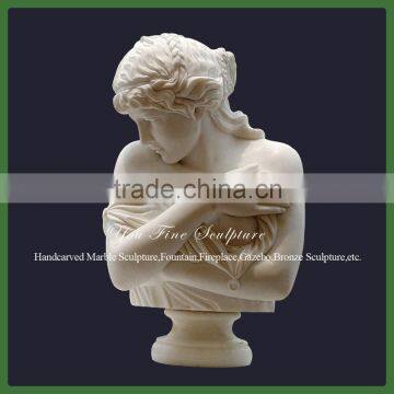 Carved Nude Lady Marble Bust Statue