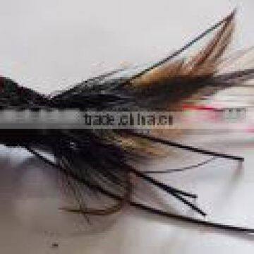 Deer hair bass bug red, black and white Bass Bug flies