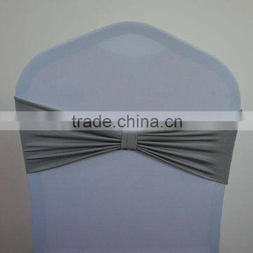 Cheap silver spandex sash/ band with fabric bow for weddings