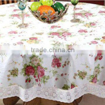 oblong table cloth, printed Vinyl table cloth with flannel backing, table cloth with lace edge