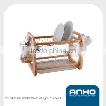 B shape rubber wood dish rack