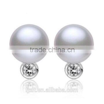 8-9mm 925 sterling silver zircon pearl earrings