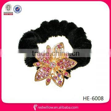 2014 decorative gold-plated Stylish rhinestone colored hair velvet bands Hair Tie