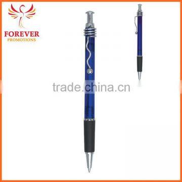 Exhibition Conference Custom Wired Clip Plunger Action Ballpoint Pen With Rubber Grip Ball Pen Supplier photo-2