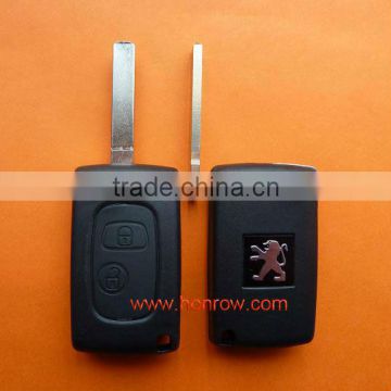 High Quality Peugeot 2 button modified flip remote key shell with HU83 Blade (307 blade), Peugeot keys