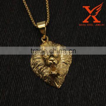 316L Stainless Steel Gold Roar Africa Lion King Head Stong Mens America Gold Pendant Different Types Of Pendant Chains Jewelry photo-4