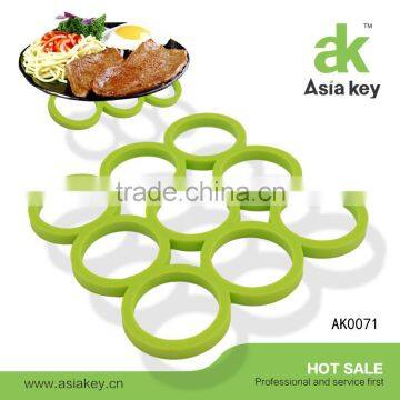 9 Ring Design Apple Green Color Table Decoration Silicone Hot Pads