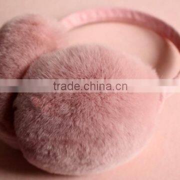 Irresistible Style Cute Pink Color Rex Rabbit Fur Ear Muff Fur Earflap Winter