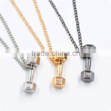 Wholesale fashion fitness barbell dumbbell sport pendant necklace