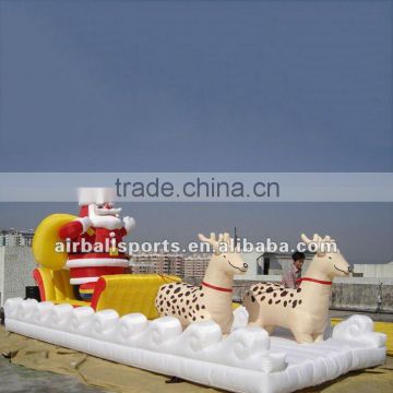 santa claus inflatable in santa sleigh and inflatable rein deer