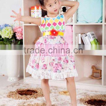 Fashion Dress for Baby Girl Cotton Dress With Belt Fashion Wholesale Spring Cotton Flower Baby Girl Dress photo-5