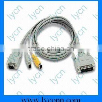 D-sub Cable Assemeblies, DB25 Male to HDB 15 Male + MD 6 Male x 2 pcs