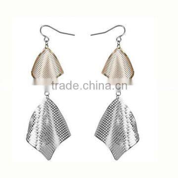 Two part chams rose gold plated stainless steel fashion design hanging earrings hot selling (LE2516)