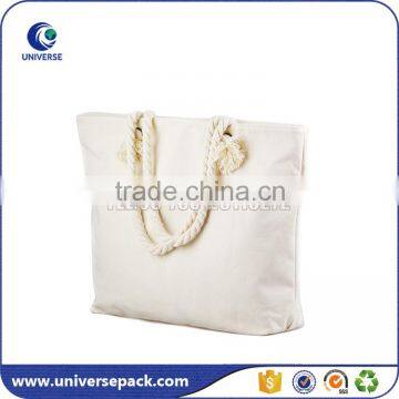 Reusable plain canvas cotton shopping bags with natural color