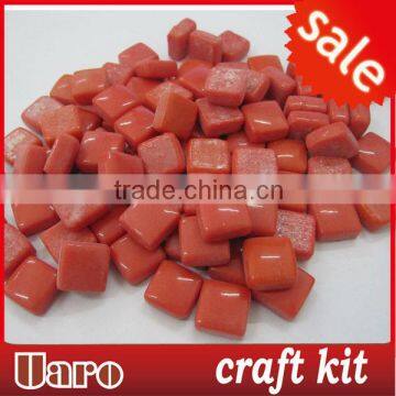 glass red mosaic tile chips