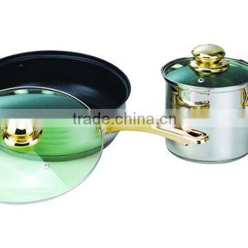 12pcs Green Glass Lid Stainless Steel Milkpot Casserole Frypan Cookware Set photo-2