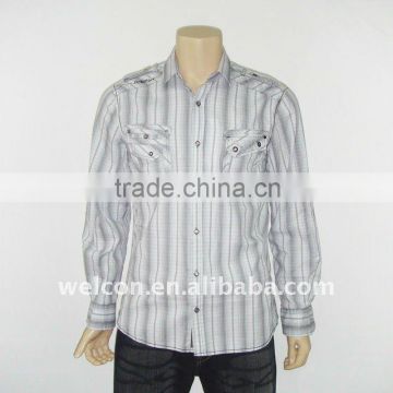 new Chinese factory popular 100% cotton long sleeve stylish stripe casual men's shirt