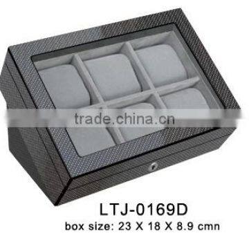 Carbon fiber veneer wooden watch display box