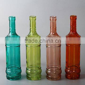 green glass bottles for water and wine