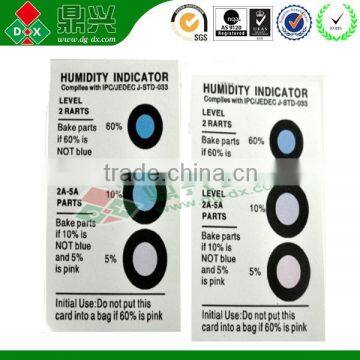 Three dots humidity indicator card for various desiccant testing