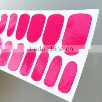 Custom neon pink color nail wrap gel nail polish strip waterproof nail art sticker manufacturer