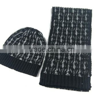 Double-faced unisex men and women's Knit Hat and Kit Scarf set