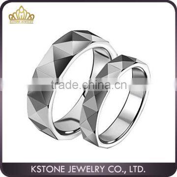 KSTONE His and Her Tungsten Rings, Couple Tungsten Rings, Diamond Faceted Tungsten Rings