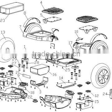 balance scooter parts available selling model with 36v,4.4Ah lithium battery