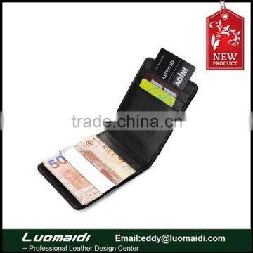 hot selling high quality genuine leather money clip wallet for men, customize RFID blocking slim wallet from China Guangzhou