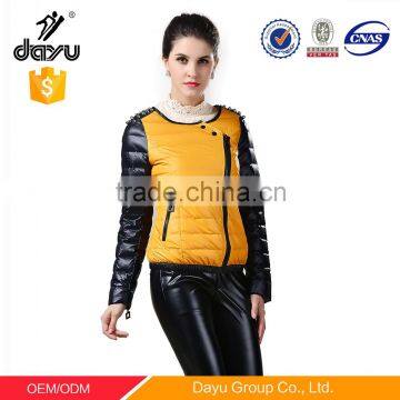 China V-neck sports wears women polyester bomber jacket winter duck down coat lady