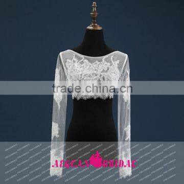 Real Samples Long Sleeves Lace Bridal Bolero Wedding Accessories R03