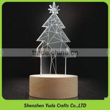 High Transparent Flat Packing Acrylic Small Night Light With Wooden Base