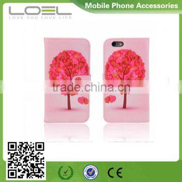 lovely pink PU leather mobile phone wallet for iphone 6 case