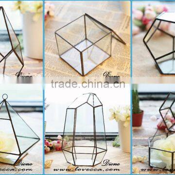 Hot sale indoor plant glass terrarium clear glass geometrical hanging terrarium-tiffany geometric glass terrarium