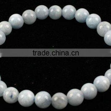 Aquamarine rounds-19cm beaded Bracelet