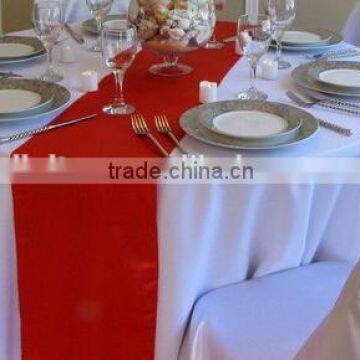 Polyester plain satin table runner for banquet and wedding event red