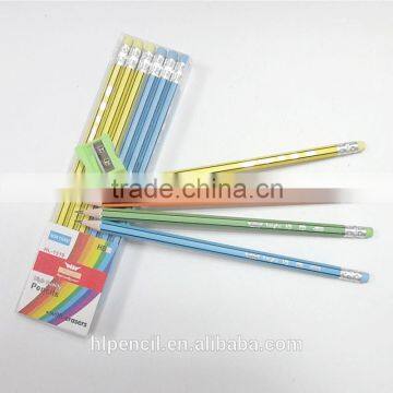 7 inch custom hexgonal pencil set with eraser