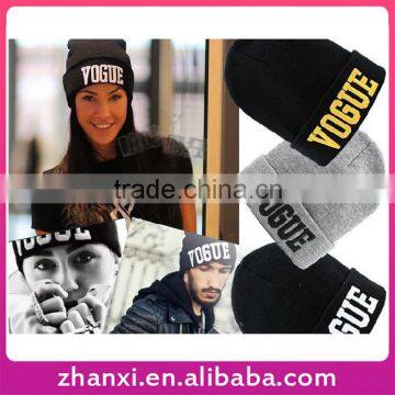 Vogue emboridery wholesale hiphop fashion knitted cap knit winter beanie hats