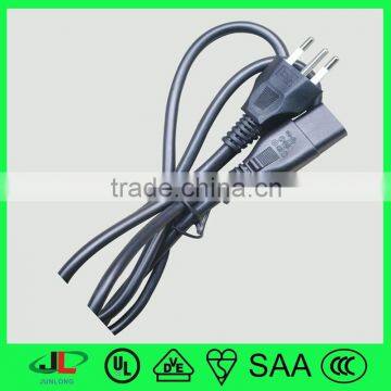 Italy male power cord plug IMQ 3 pin plug with C13 connector