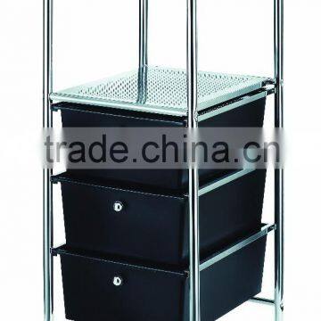 3 Drawer Rolling Tool Storage Cart with Black Drawers