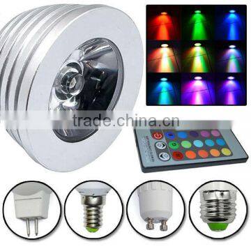 Colorful Light E27 3W RGB LED bulb with remote Control 2 Million 110-220V