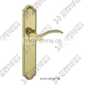 29-28 PB brass door handle on plate