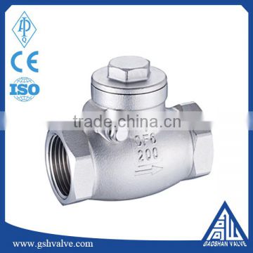 stainless steel one way swing check valve screwed end