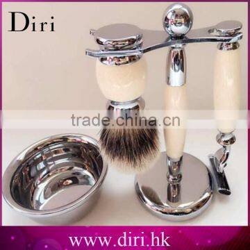 luxury silver tip badger hair brush shaving set